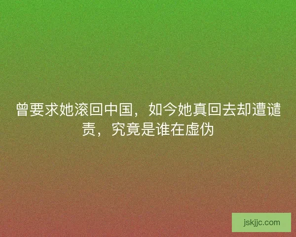 曾要求她滚回中国，如今她真回去却遭谴责，究竟是谁在虚伪